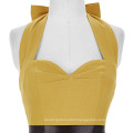 Grace Karin Sweetheart Backless Halter Nylon-Coton Jaune Retro Vintage 50s Party Dress CL008950-4